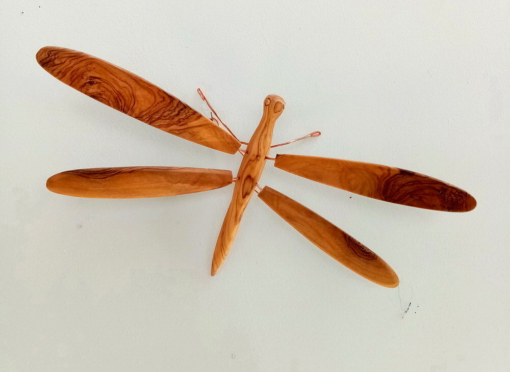 Dragonfly made of olive wood
